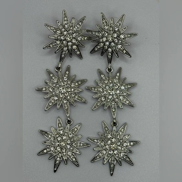 BRIDAL👰 CRYSTAL 🌟 STARBURST Earrings PAGEANT 👸 SWAROVSKI - Picture 4 of 9